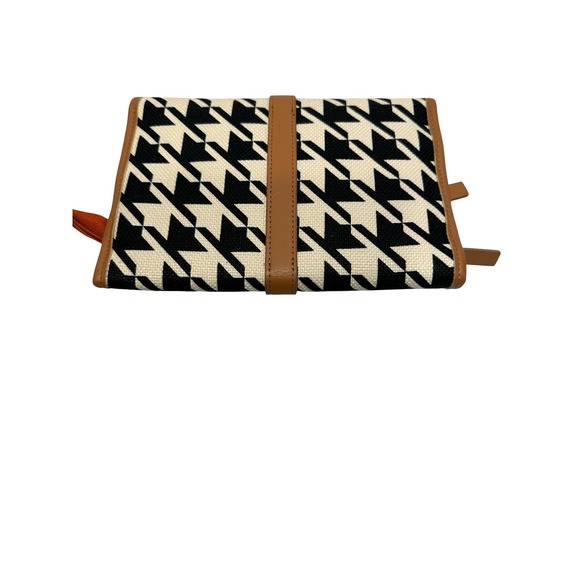 Spartina 449 Travel Jewelry Organizer Case houndstooth Tan Brown Black White - Picture 2 of 9